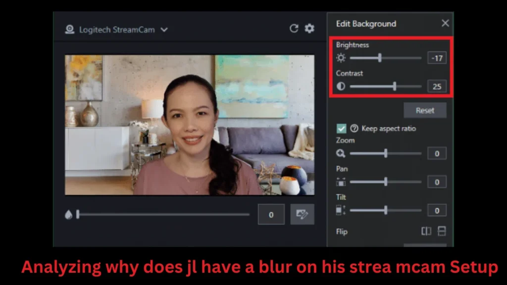 Analyzing why does jl have a blur on his strea mcam Setup